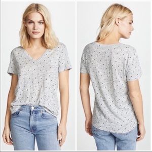 Rails Cara V Neck Star Print Linen Blend Tee Sz M